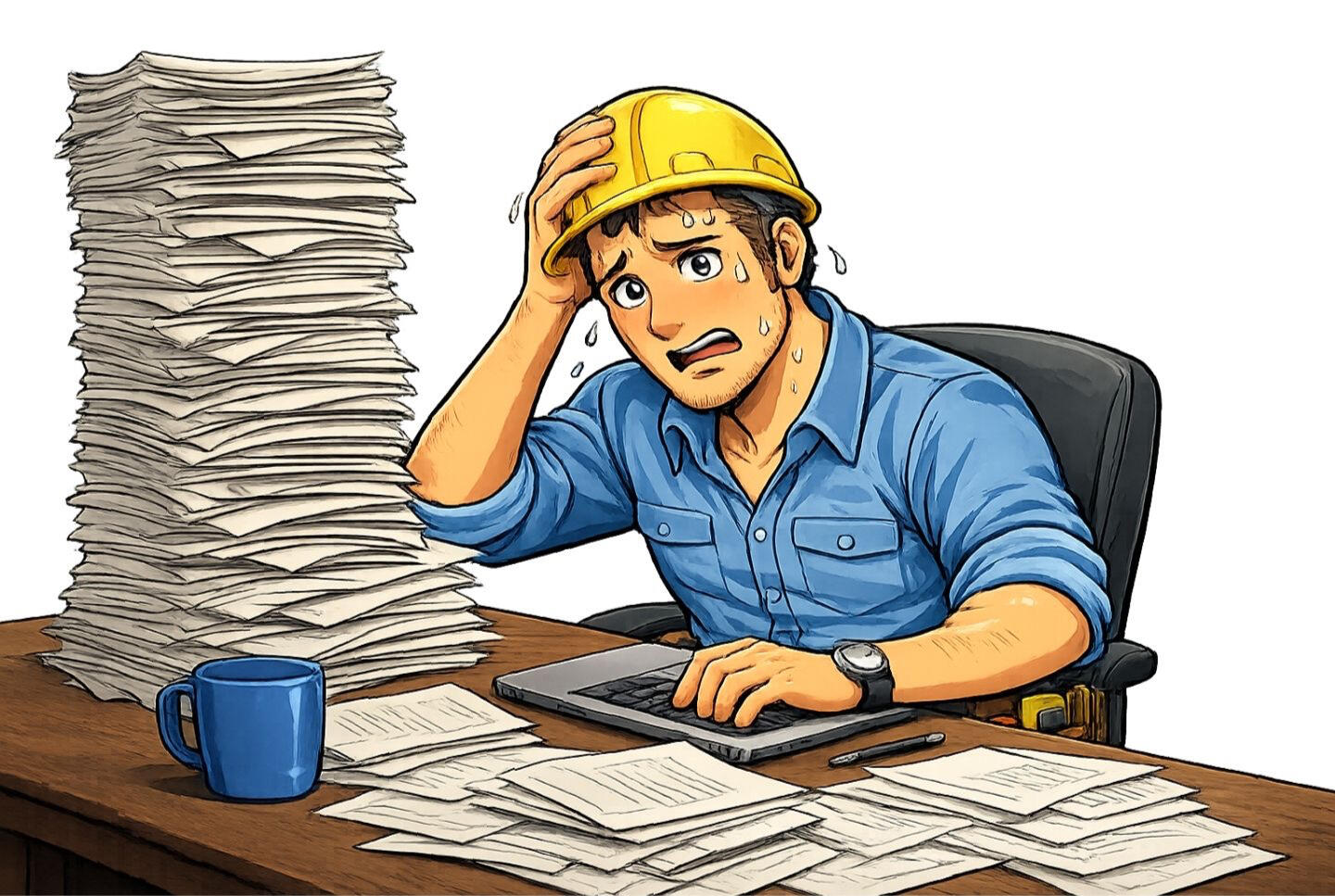 Stressed out tradie with admin headaches