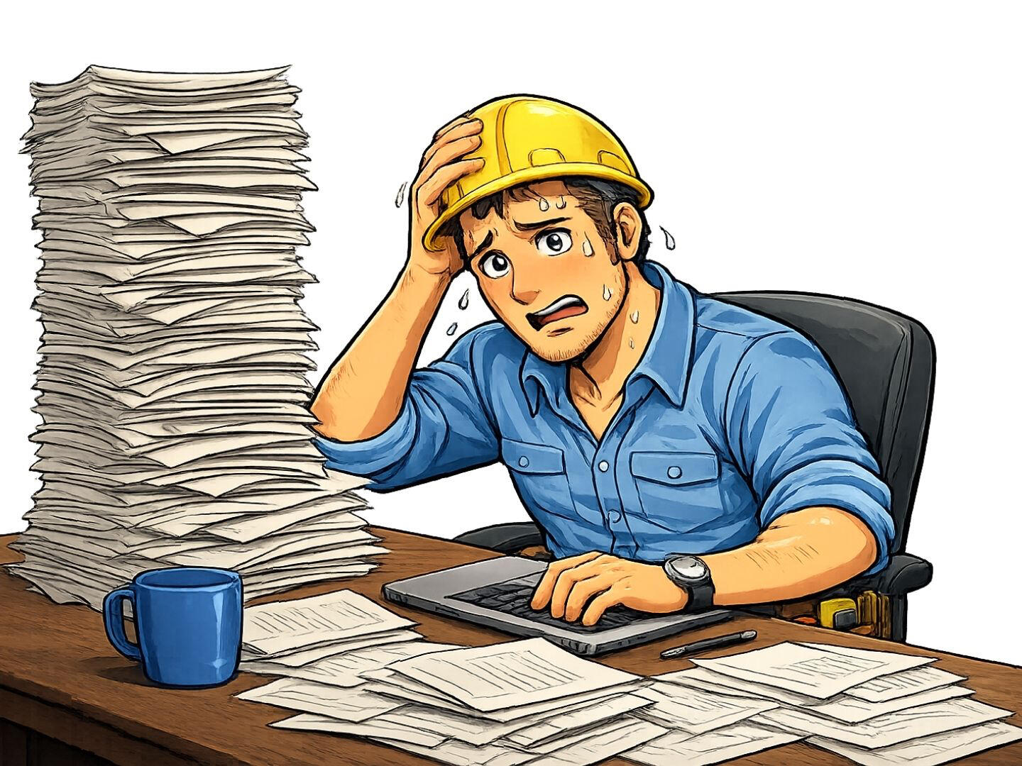 Stressed out tradie with admin headaches Stressed out tradie with admin headaches